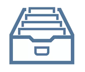 Icon showing a drawer with files